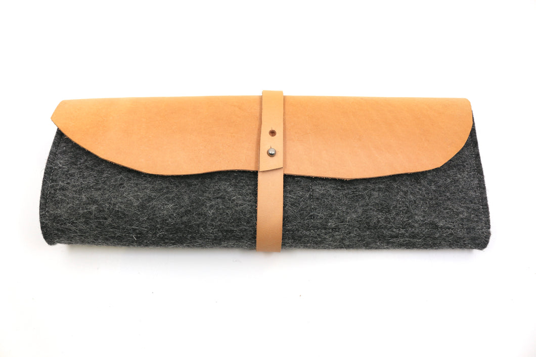 Wool Felt and Leather Needle Case