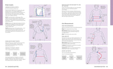 Load image into Gallery viewer, Page from the Knitter's Sweater Fitting Bible: measurements. Measurements are shown on a line drawing of Kim, a fat white woman with short hair.
